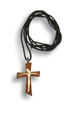 Kleines Holzkreuz 2-farbig mit Christus stilisiert