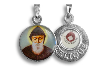 Médaille Saint Charbel avec relique de contact 